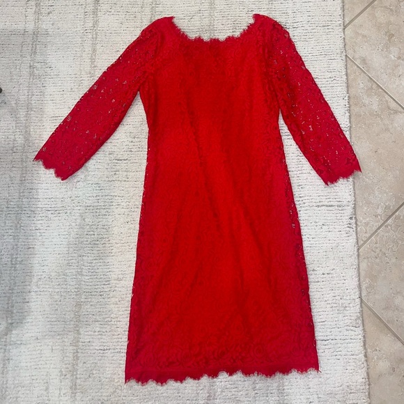 Diane Von Furstenberg red lace dress